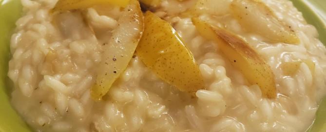 Risotto de Peras con queso Brie y Lagarde Guarda Chardonnay 2018