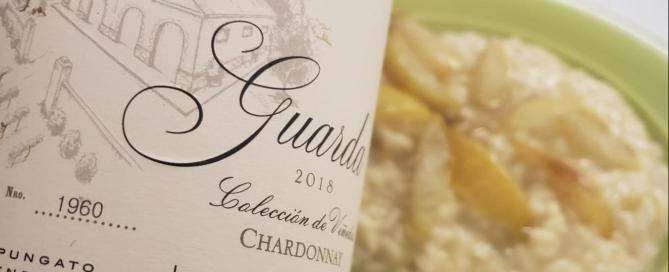 Risotto de Peras con queso Brie y Lagarde Guarda Chardonnay 2018