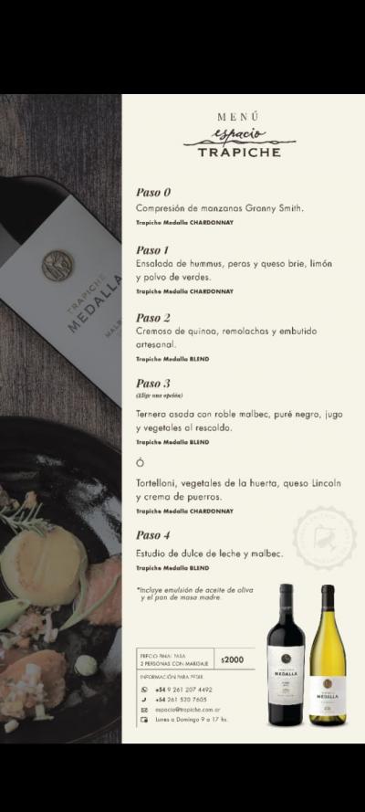La iniciativa de “Espacio Trapiche te acompaña en casa”, ideada por el Chef Lucas Bustos, invita a seguir disfrutando sus platos junto a los vinos de Bodega Trapiche pero esta vez desde la comodidad de casa.