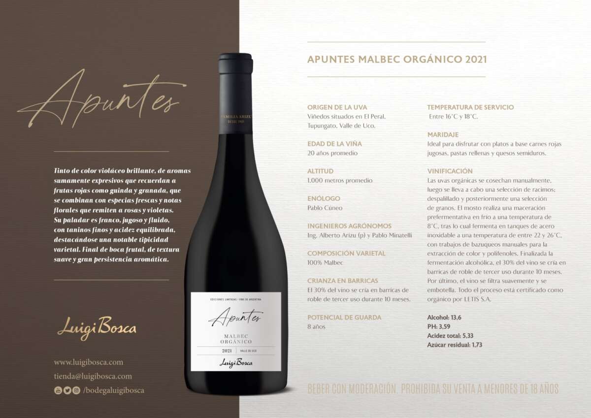 Apuntes Malbec Orgánico 2021