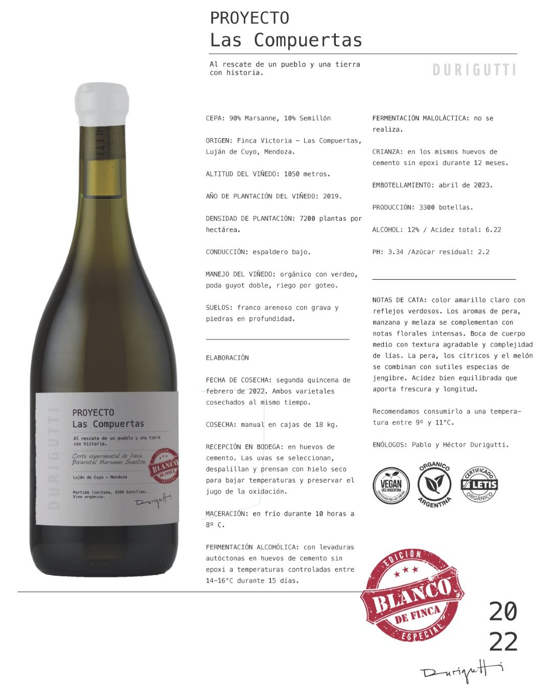 Proyecto Las Compuertas Blanco de Finca 2022